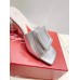 Roger Vivier Cube Strass Heel Mules in Silver Metallic Leather