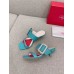 Roger Vivier Viv' Choc Side Strass Buckle Mules in Blue Leather Roger Vivier Viv' Choc Side Strass Buckle Mules in Blue Leather