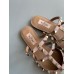 Valentino Rockstud Flat Mules In Opal-grey Patent Leather Valentino Rockstud Flat Mules In Opal-grey Patent Leather