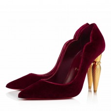 Christian Louboutin Lipchick Pumps 100mm In Red Velvet Christian Louboutin Lipchick Pumps 100mm In Red Velvet