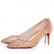 Christian Louboutin Follies Strass Pumps 70mm In Nude Mesh Christian Louboutin Follies Strass Pumps 70mm In Nude Mesh