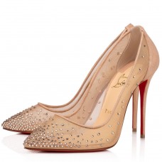 Christian Louboutin Follies Strass Pumps 100mm In Nude Mesh Christian Louboutin Follies Strass Pumps 100mm In Nude Mesh