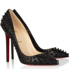 Christian Louboutin Pigalle Spikes 120mm Pumps In Black Lambskin Christian Louboutin Pigalle Spikes 120mm Pumps In Black Lambskin