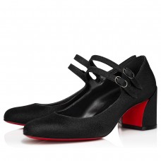Christian Louboutin Miss Jane Pumps 55mm In Black Glitter Leather Christian Louboutin Miss Jane Pumps 55mm In Black Glitter Leather