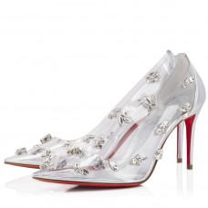Christian Louboutin Degraqueenie 85mm Pumps in Silver Leather with Crystals Christian Louboutin Degraqueenie 85mm Pumps in Silver Leather with Crystals