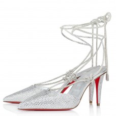 Christian Louboutin Astrid Lace Strassita 85mm Strappy Pumps with Crystal Christian Louboutin Astrid Lace Strassita 85mm Strappy Pumps with Crystal