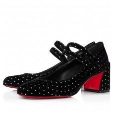 Christian Louboutin Miss Jane Pumps 55mm In Velvet with Strass Christian Louboutin Miss Jane Pumps 55mm In Velvet with Strass
