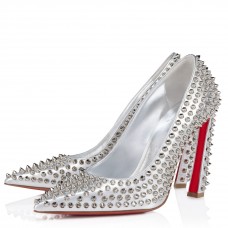 Christian Louboutin Condora Spikes 100mm Pumps in Silver Lambskin Christian Louboutin Condora Spikes 100mm Pumps in Silver Lambskin