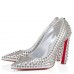 Christian Louboutin Condora Spikes 100mm Pumps in Silver Lambskin Christian Louboutin Condora Spikes 100mm Pumps in Silver Lambskin