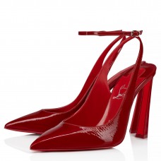 Christian Louboutin Condora Strap Pumps 100mm in Red Vog Patent Leather Christian Louboutin Condora Strap Pumps 100mm in Red Vog Patent Leather