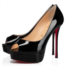 Christian Louboutin Black Patent Fetish Peep 130mm Pumps Christian Louboutin Black Patent Fetish Peep 130mm Pumps