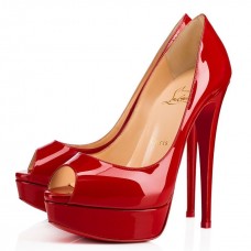 Christian Louboutin Red Patent Fetish Peep 130mm Pumps Christian Louboutin Red Patent Fetish Peep 130mm Pumps