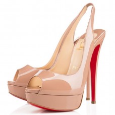 Christian Louboutin Red Patent Lady Peep Sling Pumps 130mm Christian Louboutin Red Patent Lady Peep Sling Pumps 130mm