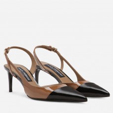 Dolce & Gabbana Lollo Slingback Pumps 60mm in Brown/Black Patent Leather Dolce & Gabbana Lollo Slingback Pumps 60mm in Brown/Black Patent Leather