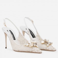 Dolce & Gabbana Rainbow Slingbacks Pumps 90mm in White Lace Dolce & Gabbana Rainbow Slingbacks Pumps 90mm in White Lace