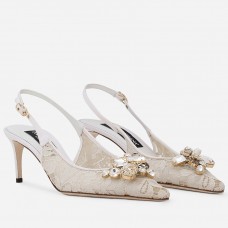Dolce & Gabbana Rainbow Slingbacks Pumps 60mm in White Lace Dolce & Gabbana Rainbow Slingbacks Pumps 60mm in White Lace