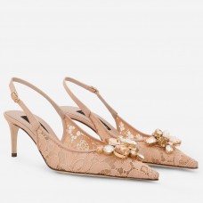 Dolce & Gabbana Rainbow Slingbacks Pumps 60mm in Nude Lace Dolce & Gabbana Rainbow Slingbacks Pumps 60mm in Nude Lace