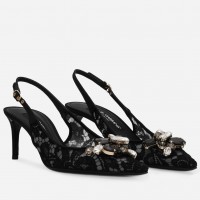 Dolce & Gabbana Rainbow Slingbacks Pumps 60mm in Black Lace Dolce & Gabbana Rainbow Slingbacks Pumps 60mm in Black Lace