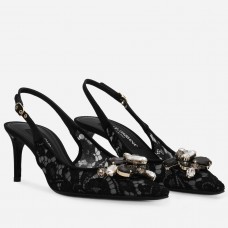 Dolce & Gabbana Rainbow Slingbacks Pumps 60mm in Black Lace Dolce & Gabbana Rainbow Slingbacks Pumps 60mm in Black Lace