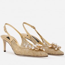 Dolce & Gabbana Rainbow Slingbacks Pumps 60mm in Gold Lace Dolce & Gabbana Rainbow Slingbacks Pumps 60mm in Gold Lace