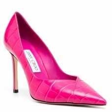 Jimmy Choo Cass 95mm Pumps in Pink Croc-Embossed Leather Jimmy Choo Cass 95mm Pumps in Pink Croc-Embossed Leather