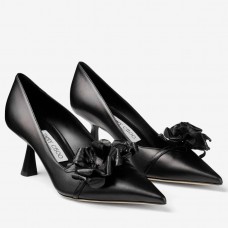 Jimmy Choo Rosalia Flowers 65mm Pumps in Black Leather Jimmy Choo Rosalia Flowers 65mm Pumps in Black Leather