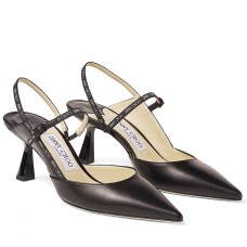 Jimmy Choo Ray 65mm Slingback Pumps In Black Leather Jimmy Choo Ray 65mm Slingback Pumps In Black Leather