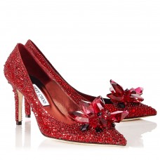 Jimmy Choo Alia 85mm Pumps In Red Crystal Jimmy Choo Alia 85mm Pumps In Red Crystal