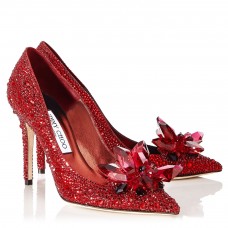 Jimmy Choo Avril 100mm Pumps In Red Crystal Jimmy Choo Avril 100mm Pumps In Red Crystal