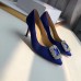 Manolo Blahnik Hangisi 70 Pumps In Blue Satin Manolo Blahnik Hangisi 70 Pumps In Blue Satin