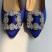 Manolo Blahnik Hangisi 70 Pumps In Blue Satin Manolo Blahnik Hangisi 70 Pumps In Blue Satin