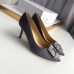 Manolo Blahnik Hangisi 70 Pumps In Grey Satin Manolo Blahnik Hangisi 70 Pumps In Grey Satin