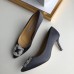 Manolo Blahnik Hangisi 70 Pumps In Grey Satin Manolo Blahnik Hangisi 70 Pumps In Grey Satin