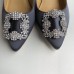 Manolo Blahnik Hangisi 70 Pumps In Grey Satin Manolo Blahnik Hangisi 70 Pumps In Grey Satin