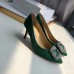 Manolo Blahnik Hangisi 70 Pumps In Green Satin Manolo Blahnik Hangisi 70 Pumps In Green Satin