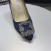 Manolo Blahnik Hangisi 70 Pumps In Navy Blue Satin Manolo Blahnik Hangisi 70 Pumps In Navy Blue Satin