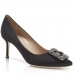 Manolo Blahnik Hangisi 70 Pumps In Black Satin Manolo Blahnik Hangisi 70 Pumps In Black Satin