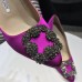 Manolo Blahnik Hangisi 70 Pumps In Purple Satin Manolo Blahnik Hangisi 70 Pumps In Purple Satin