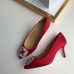 Manolo Blahnik Hangisi 70 Pumps In Red Satin Manolo Blahnik Hangisi 70 Pumps In Red Satin