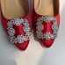Manolo Blahnik Hangisi 70 Pumps In Red Satin Manolo Blahnik Hangisi 70 Pumps In Red Satin