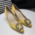 Manolo Blahnik Hangisi 70 Pumps In Yellow Satin Manolo Blahnik Hangisi 70 Pumps In Yellow Satin