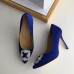 Manolo Blahnik Hangisi 105 Pumps In Blue Satin Manolo Blahnik Hangisi 105 Pumps In Blue Satin