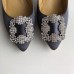 Manolo Blahnik Hangisi 105 Pumps In Grey Satin Manolo Blahnik Hangisi 105 Pumps In Grey Satin