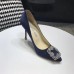 Manolo Blahnik Hangisi 105 Pumps In Navy Blue Satin Manolo Blahnik Hangisi 105 Pumps In Navy Blue Satin