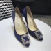 Manolo Blahnik Hangisi 105 Pumps In Navy Blue Satin Manolo Blahnik Hangisi 105 Pumps In Navy Blue Satin