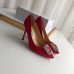 Manolo Blahnik Hangisi 105 Pumps In Red Satin Manolo Blahnik Hangisi 105 Pumps In Red Satin