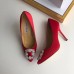 Manolo Blahnik Hangisi 105 Pumps In Red Satin Manolo Blahnik Hangisi 105 Pumps In Red Satin
