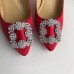 Manolo Blahnik Hangisi 105 Pumps In Red Satin Manolo Blahnik Hangisi 105 Pumps In Red Satin