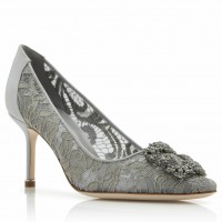 Manolo Blahnik Hangisi 70 Pumps In Grey Lace Manolo Blahnik Hangisi 70 Pumps In Grey Lace