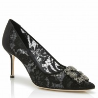 Manolo Blahnik Hangisi 70 Pumps In Black Lace Manolo Blahnik Hangisi 70 Pumps In Black Lace